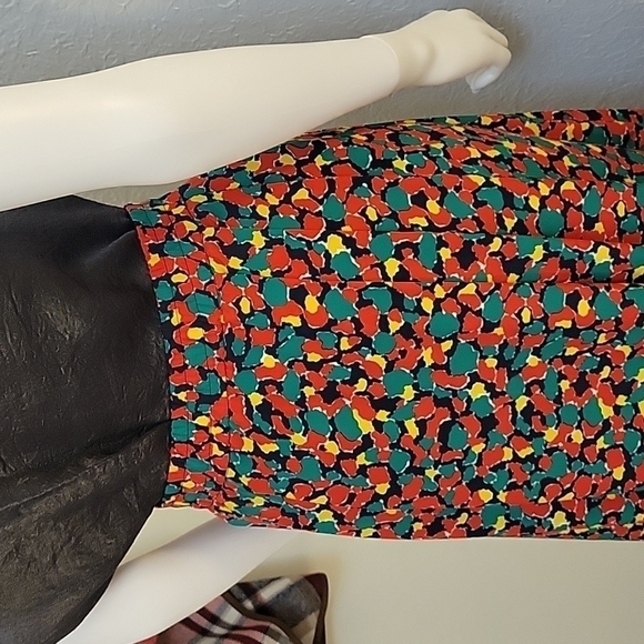 Vtg PROPHECY 1990s rainbow confetti pleated tea length Skirt - Picture 6 of 8